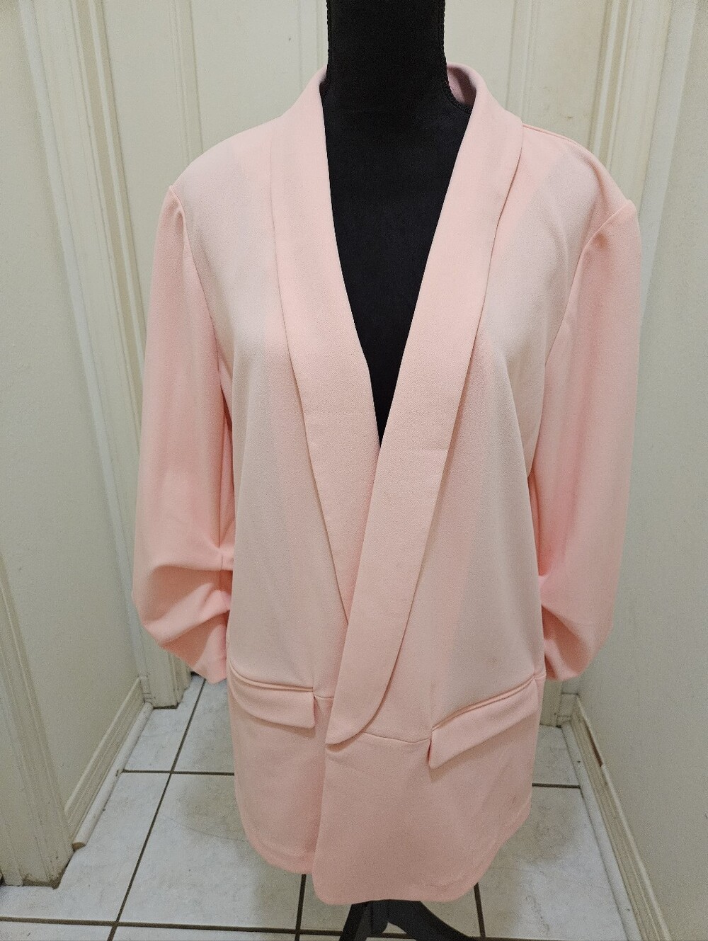 Blush Pink Open-Front Women's Blazer Jacket